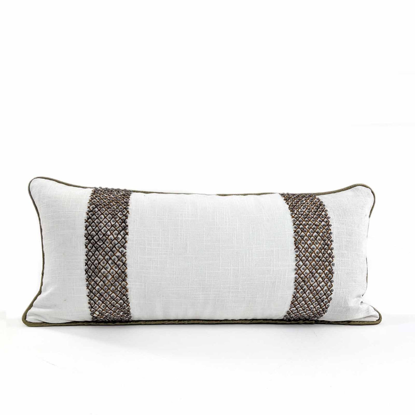 The Fort collection brings a restoration flavor to these luxury products with hand dabka work, french knots and unifinished borderlines