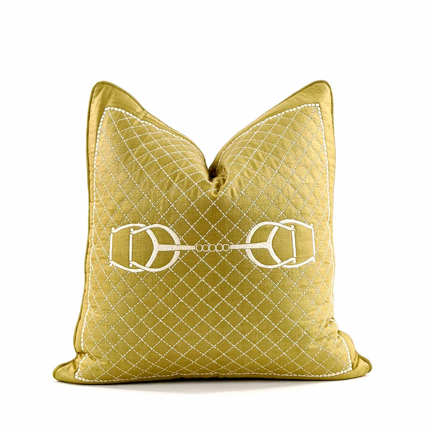A bold weave, the metal horsebit, hand quilting and leather accents bring Equestrian Lifestyle effortlessly into the living area