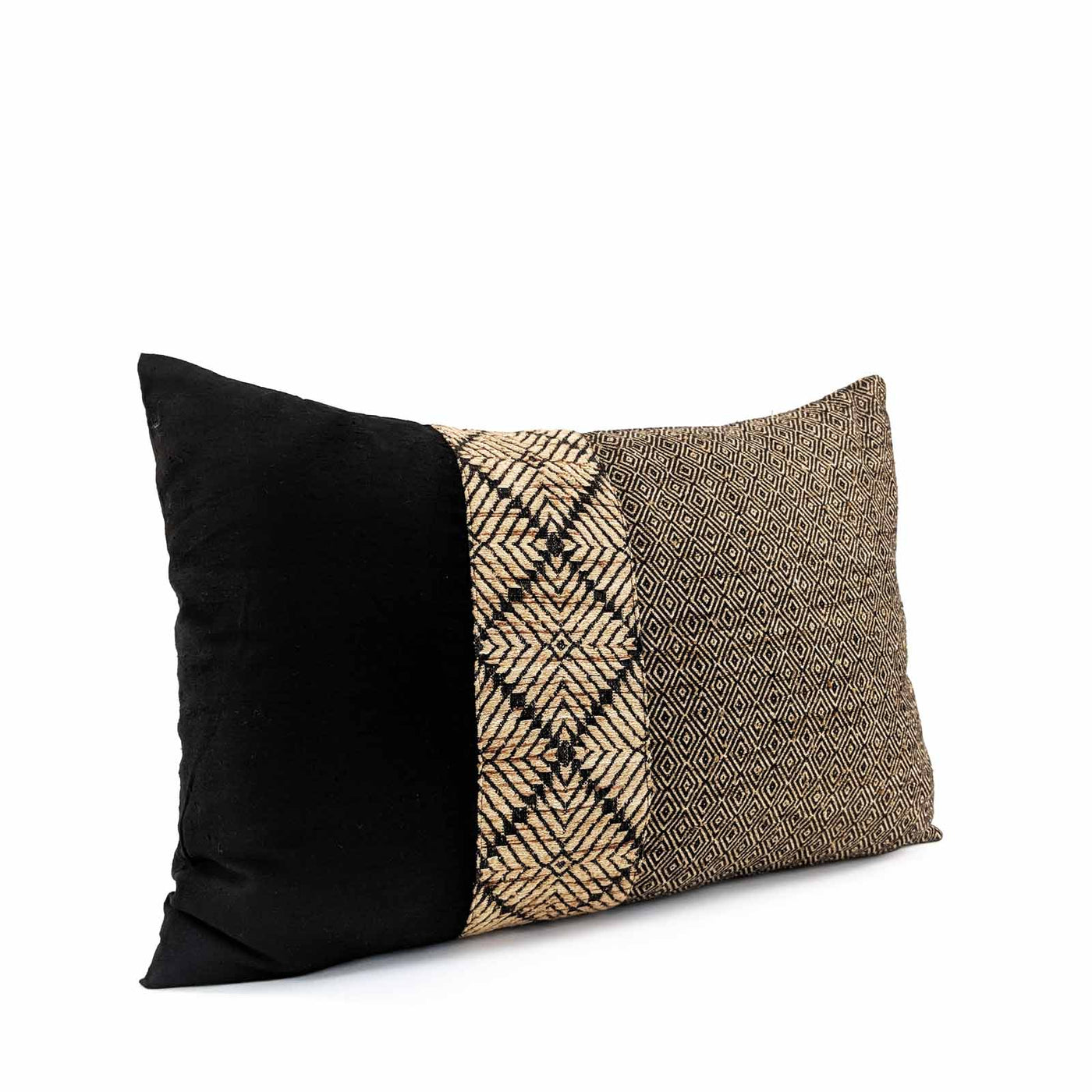 Phulkari Black Bolster Cushion Medium 14"