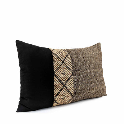 Phulkari Black Bolster Cushion Medium 14"