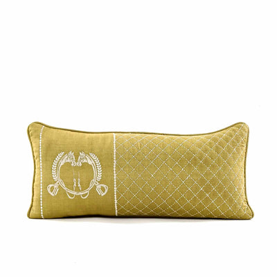 A bold weave, the metal horsebit, hand quilting and leather accents bring Equestrian Lifestyle effortlessly into the living area
