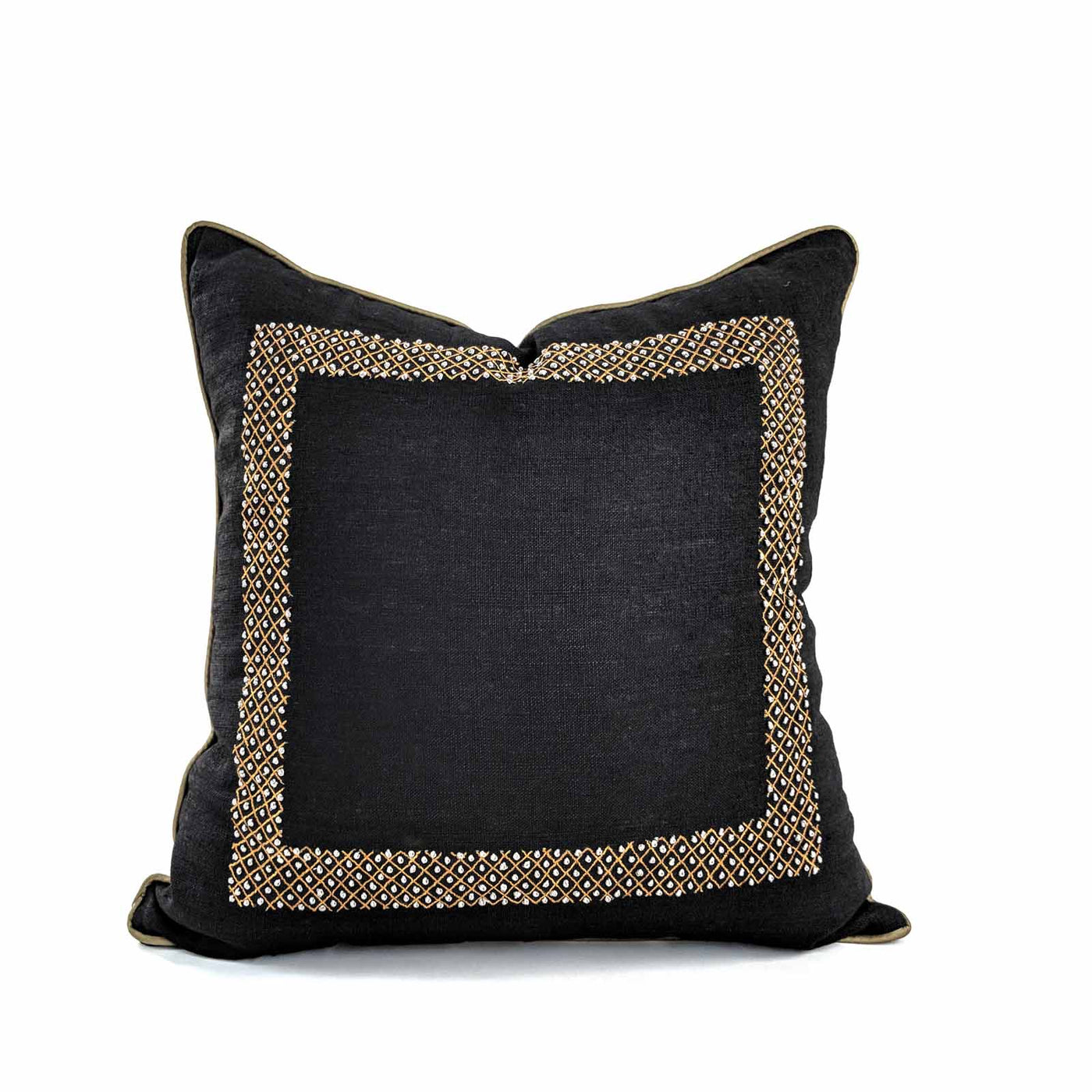 The Fort collection brings a restoration flavor to these luxury products with hand dabka work, french knots and unifinished borderlines