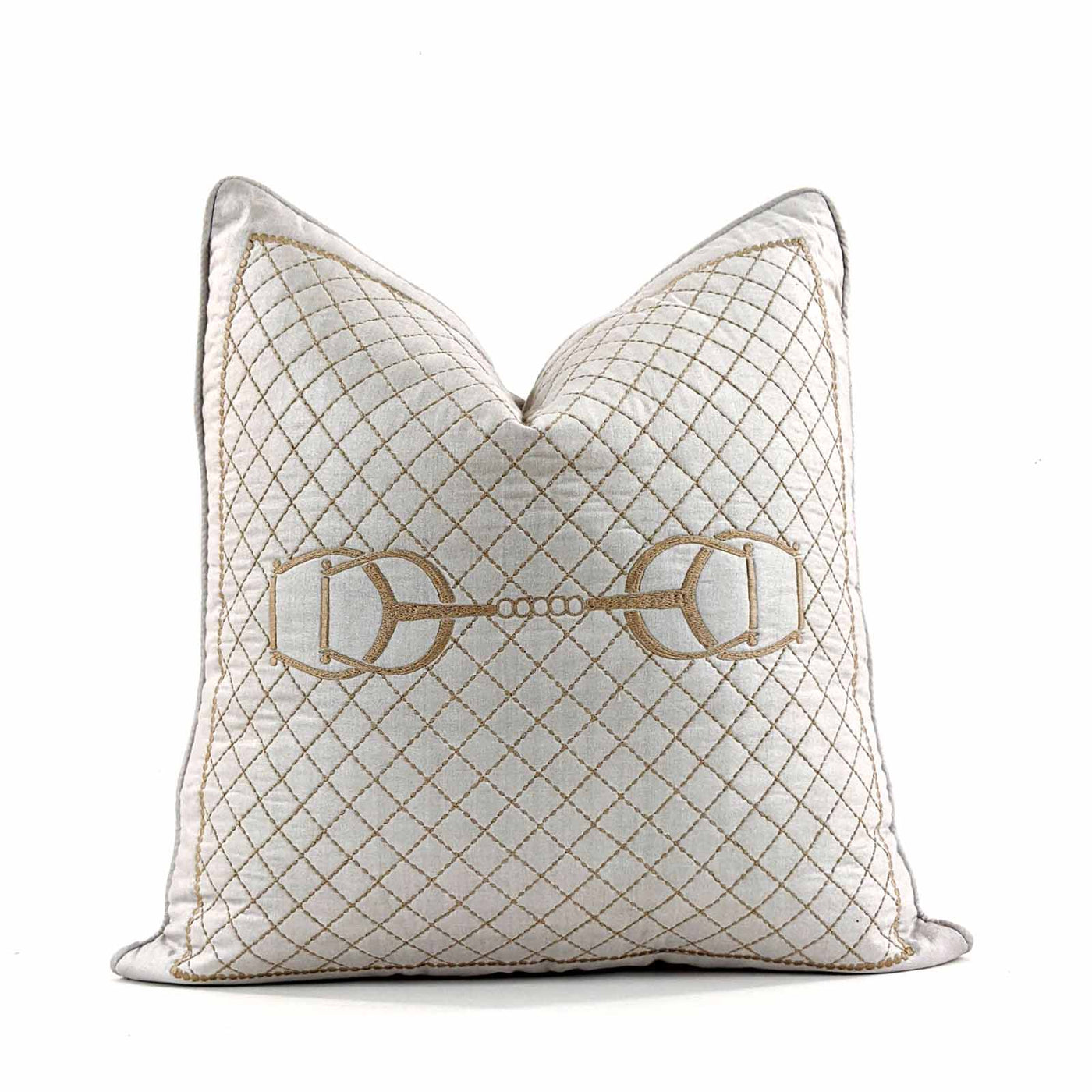 A bold weave, the metal horsebit, hand quilting and leather accents bring Equestrian Lifestyle effortlessly into the living area