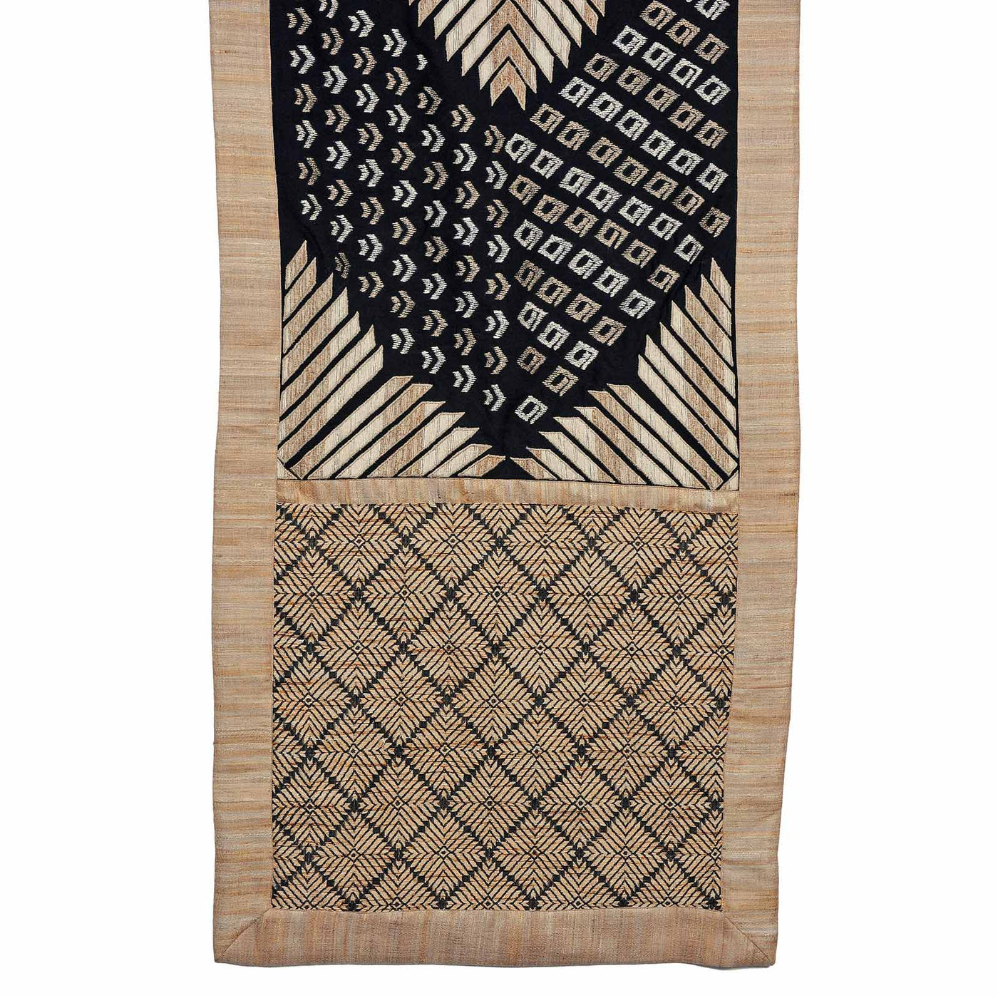 The Phulkari tradition of Punjab, presented in a modern palette in an ageless geometric layout