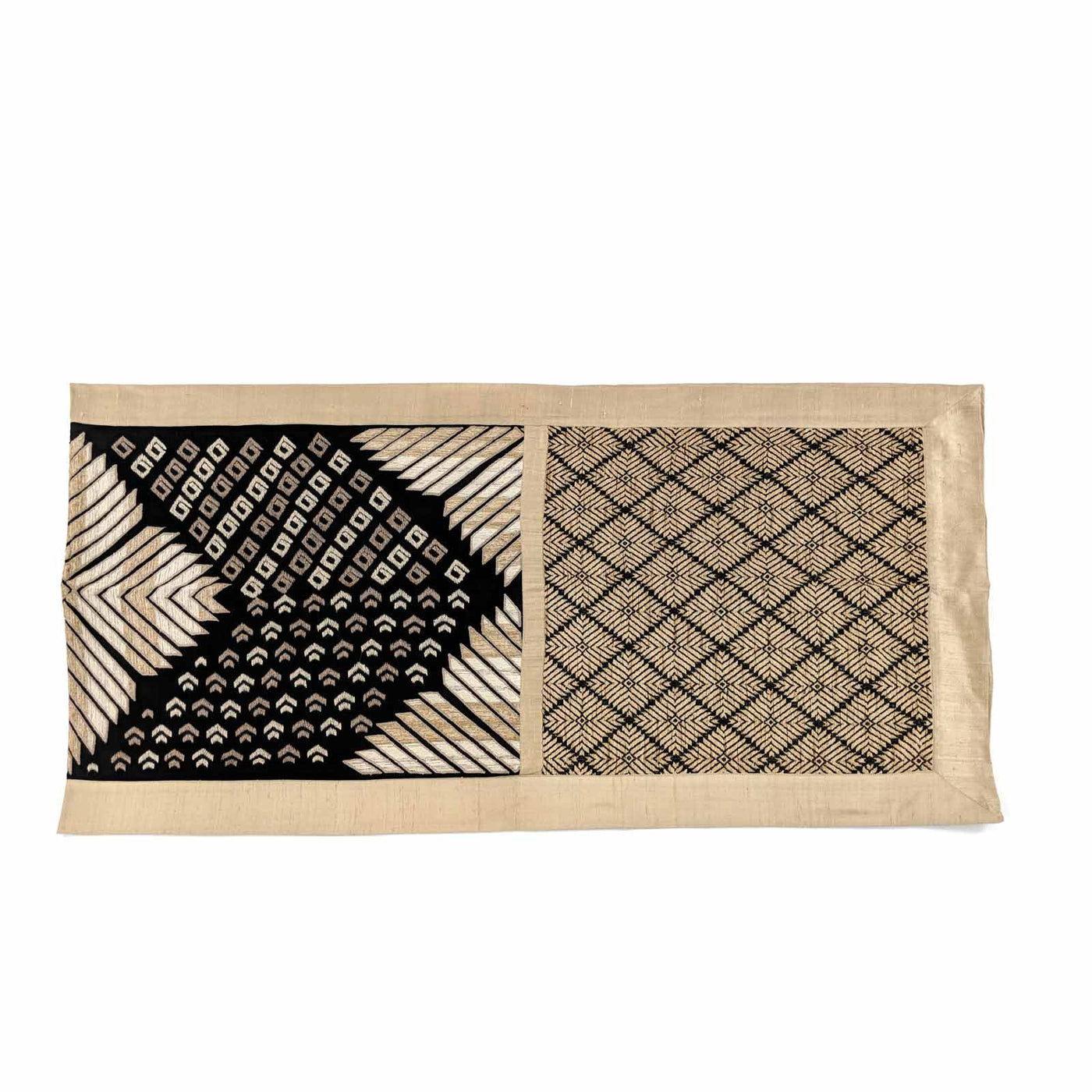 Phulkari Black Bed Sash Large 26"