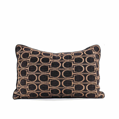 A bold weave, the metal horsebit, hand quilting and leather accents bring Equestrian Lifestyle effortlessly into the living area