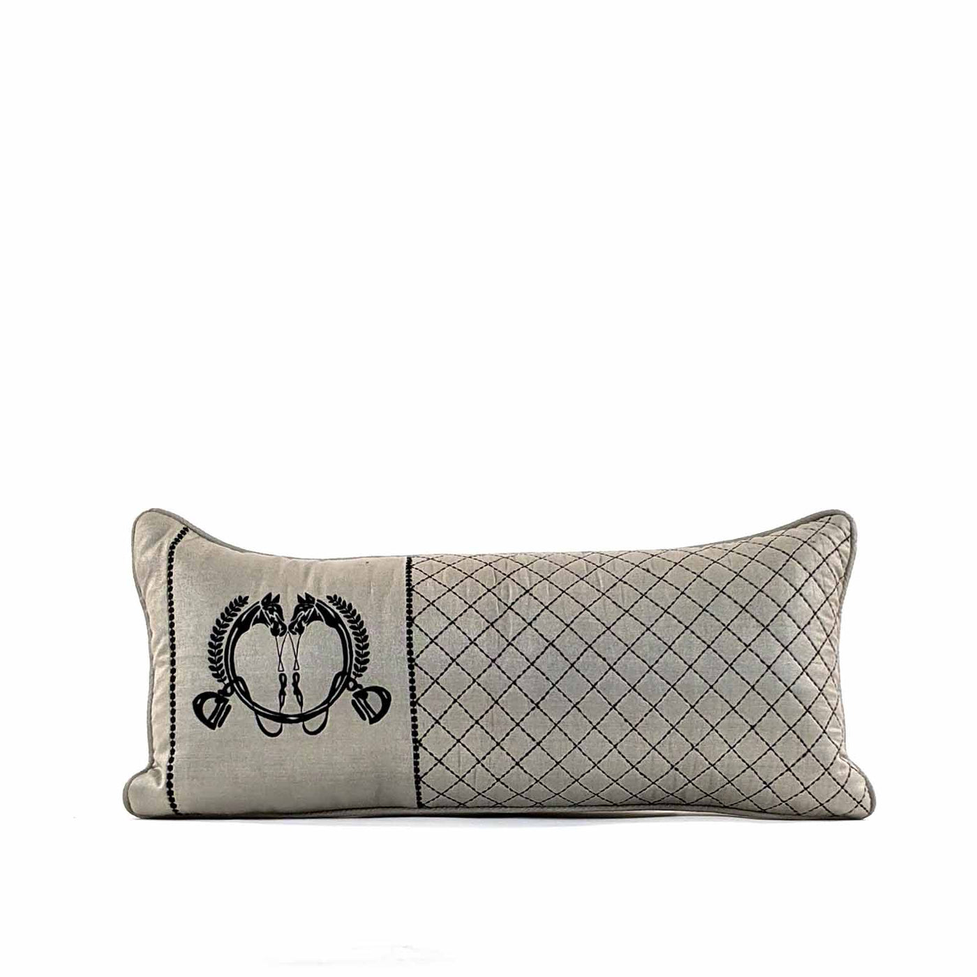 A bold weave, the metal horsebit, hand quilting and leather accents bring Equestrian Lifestyle effortlessly into the living area