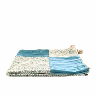 Phulkari Ice Blue Patch Throw Medium 36"