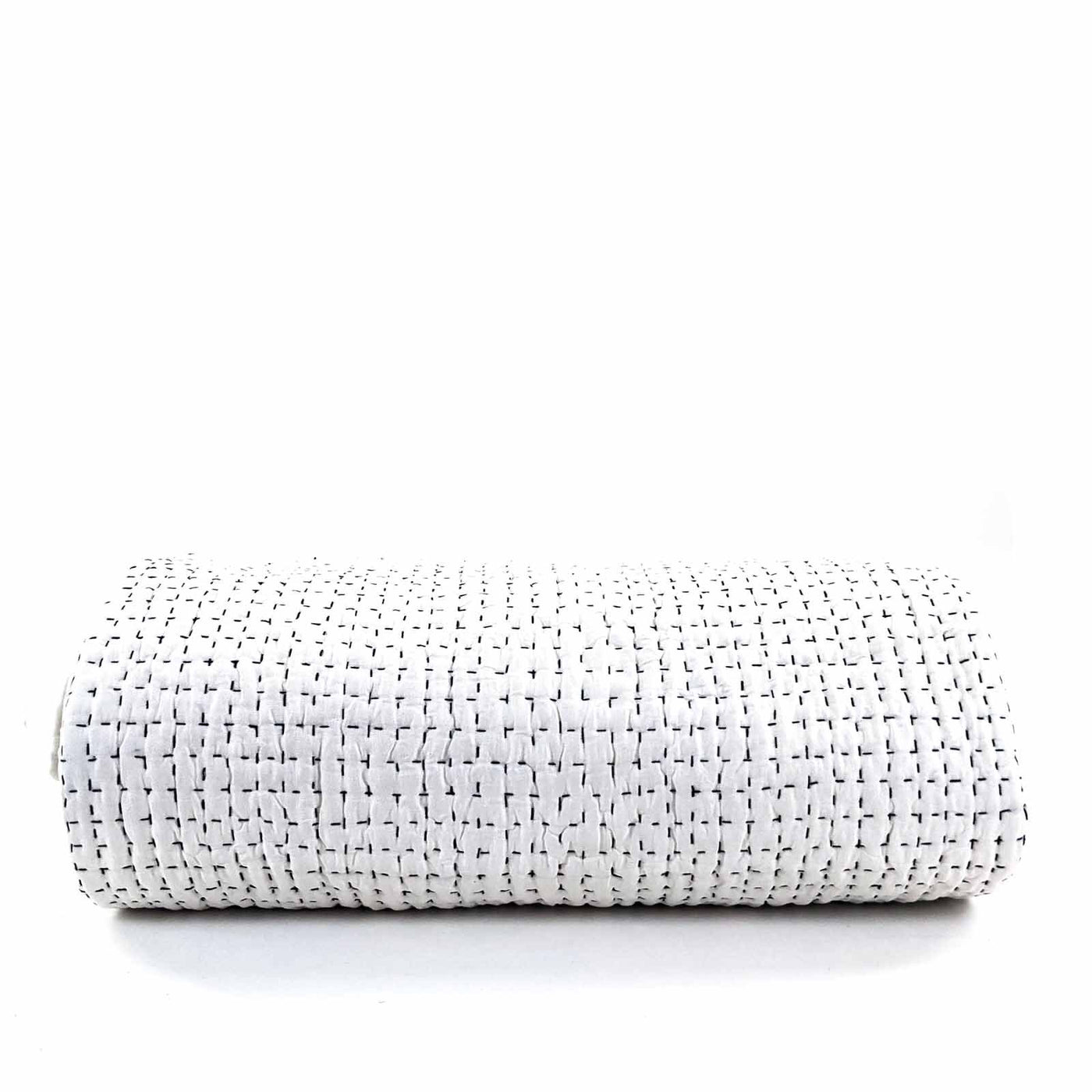 Gudri Ivory Contrast Stitch Bedspread Large 96" with 2 Shams