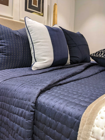 Gudri Navy Bedspread Large 108" with 2 Shams